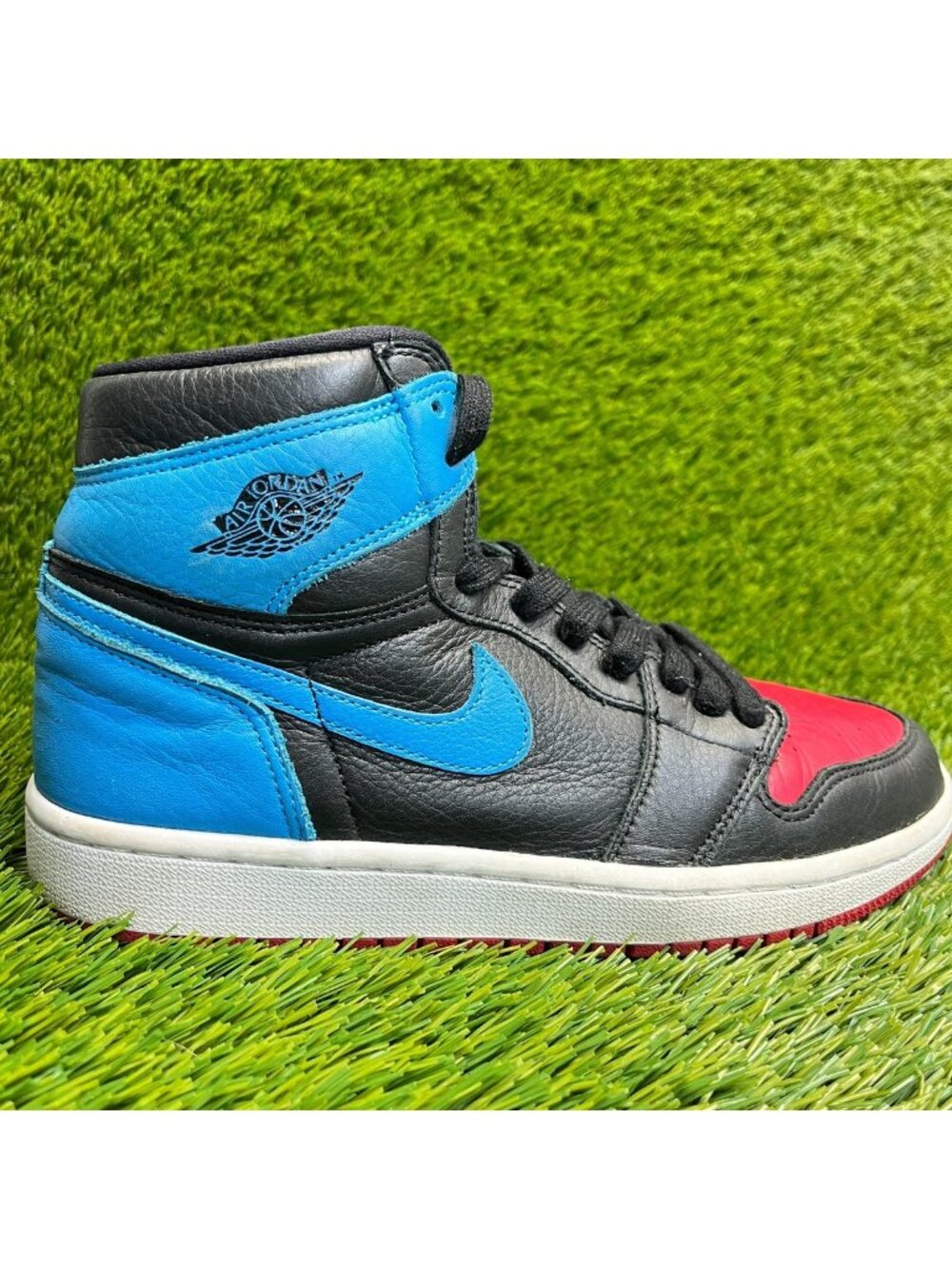 Nike Air Jordan 1 High OG Womens Size 7.5 Black Red Blue Athletic Shoes Sneakers